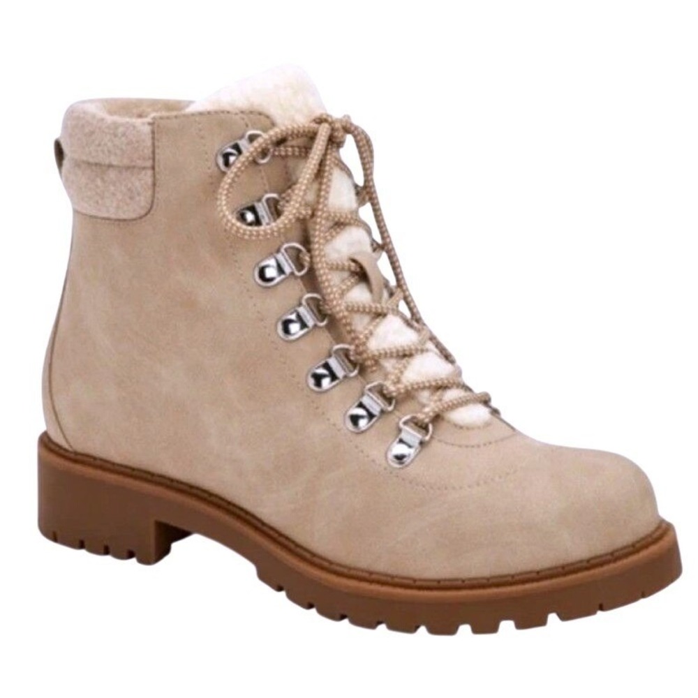 Style & Co Size 6 Maariah LaceUp Flat Booties in Light Taupe‎ Size